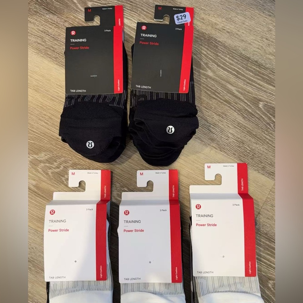 lululemon athletica Black and White Power Stride Socks
